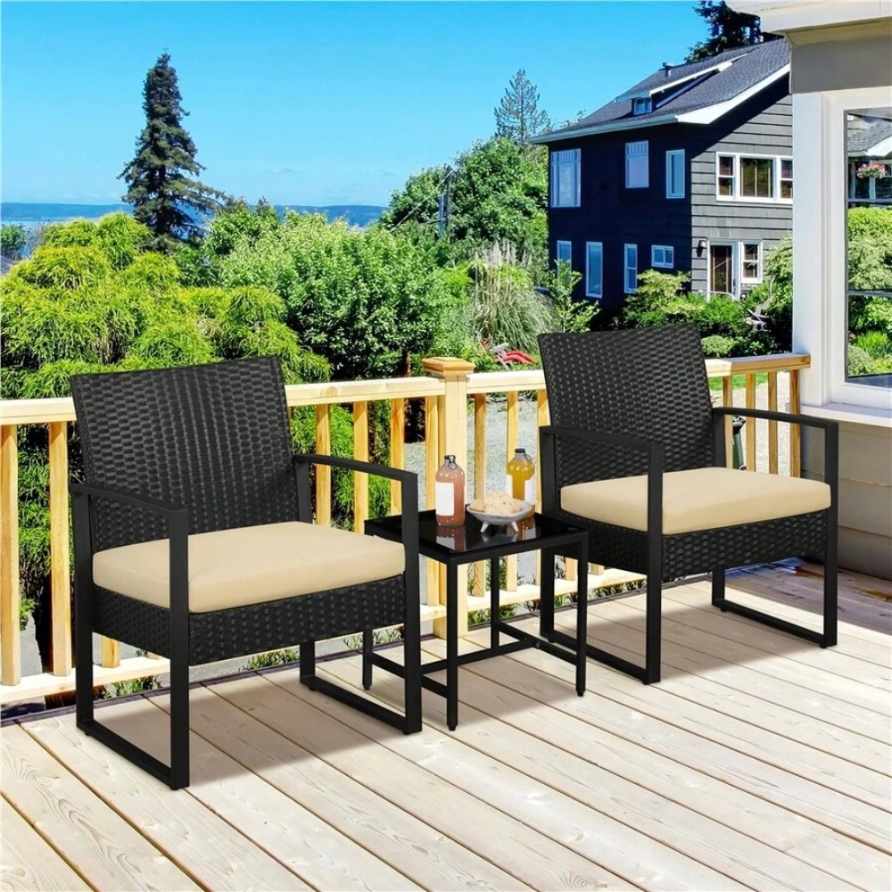 Outdoor Furniture Balcony - Conjunto de Móveis de Vime para