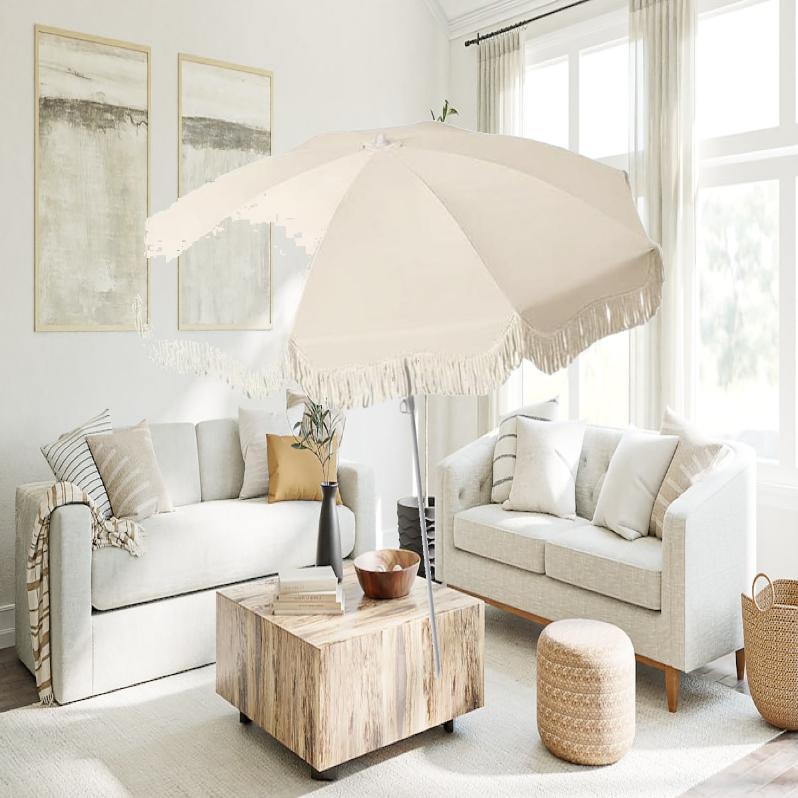 Outdoor Furniture Plus - Guarda-Sol de Pátio com Franjas UPF50