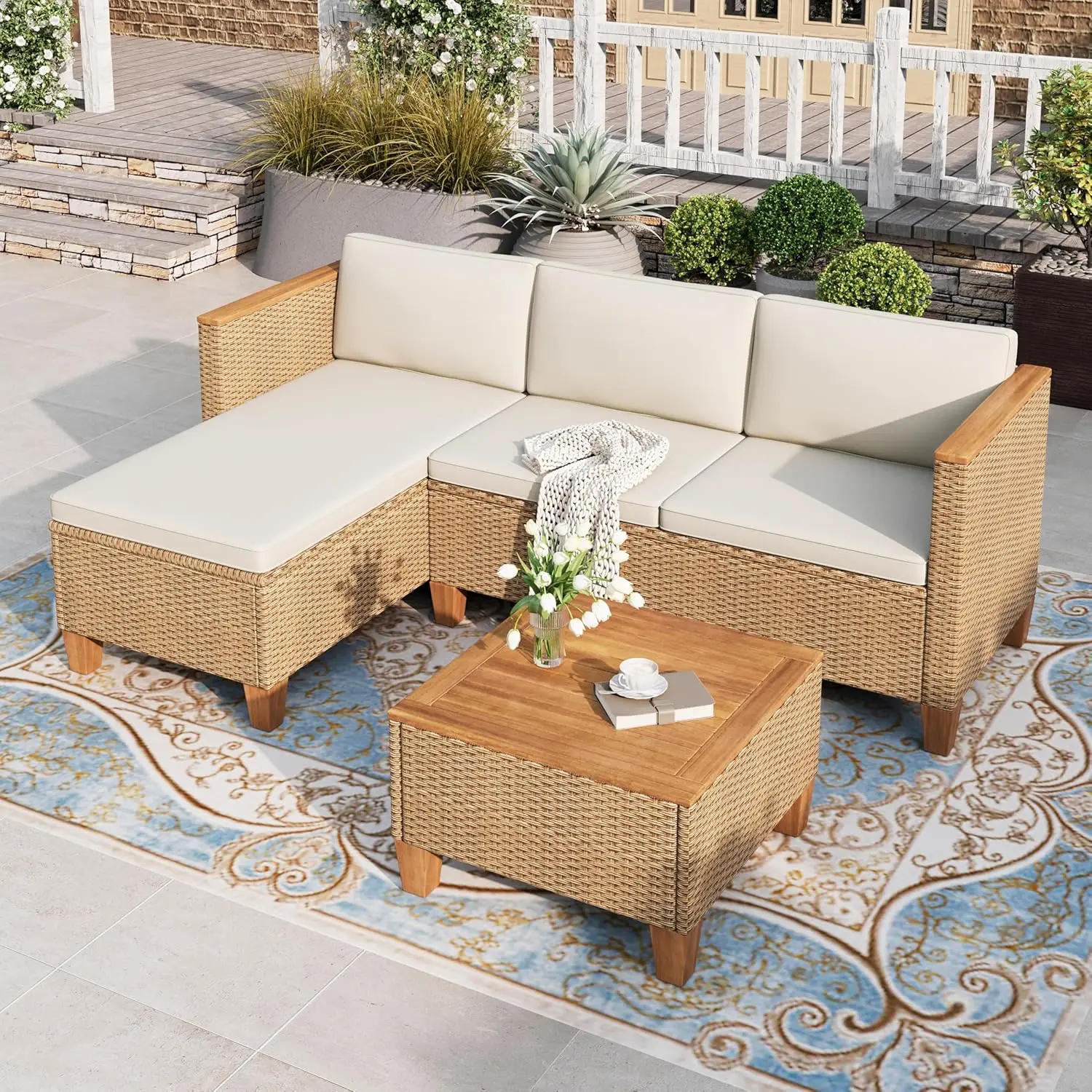 Outdoor Furniture Yellow - Conjunto de Móveis para Pátio Pequeno,