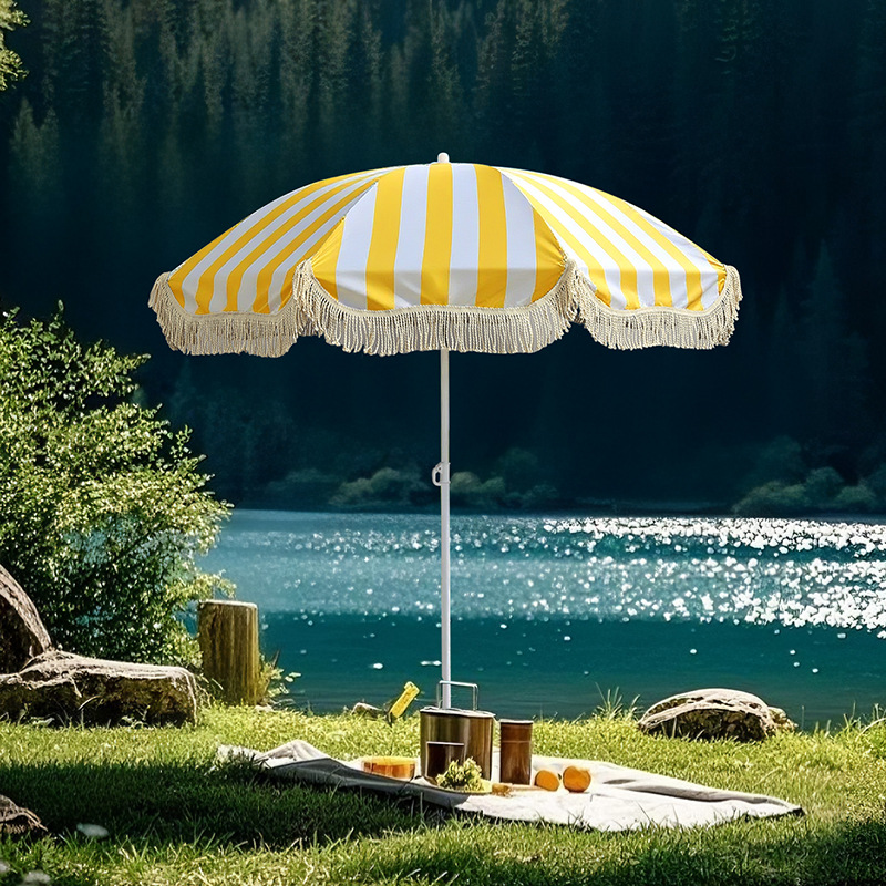 Outdoor Furniture Yellow - Guarda-sol decorativo com borlas, 1 peça,
