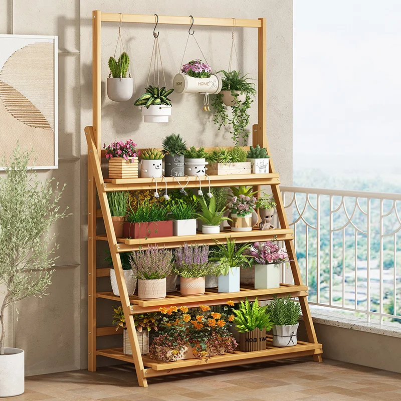 Prateleira de flores de madeir - Outdoor Furniture Balcony avaliação e preço
