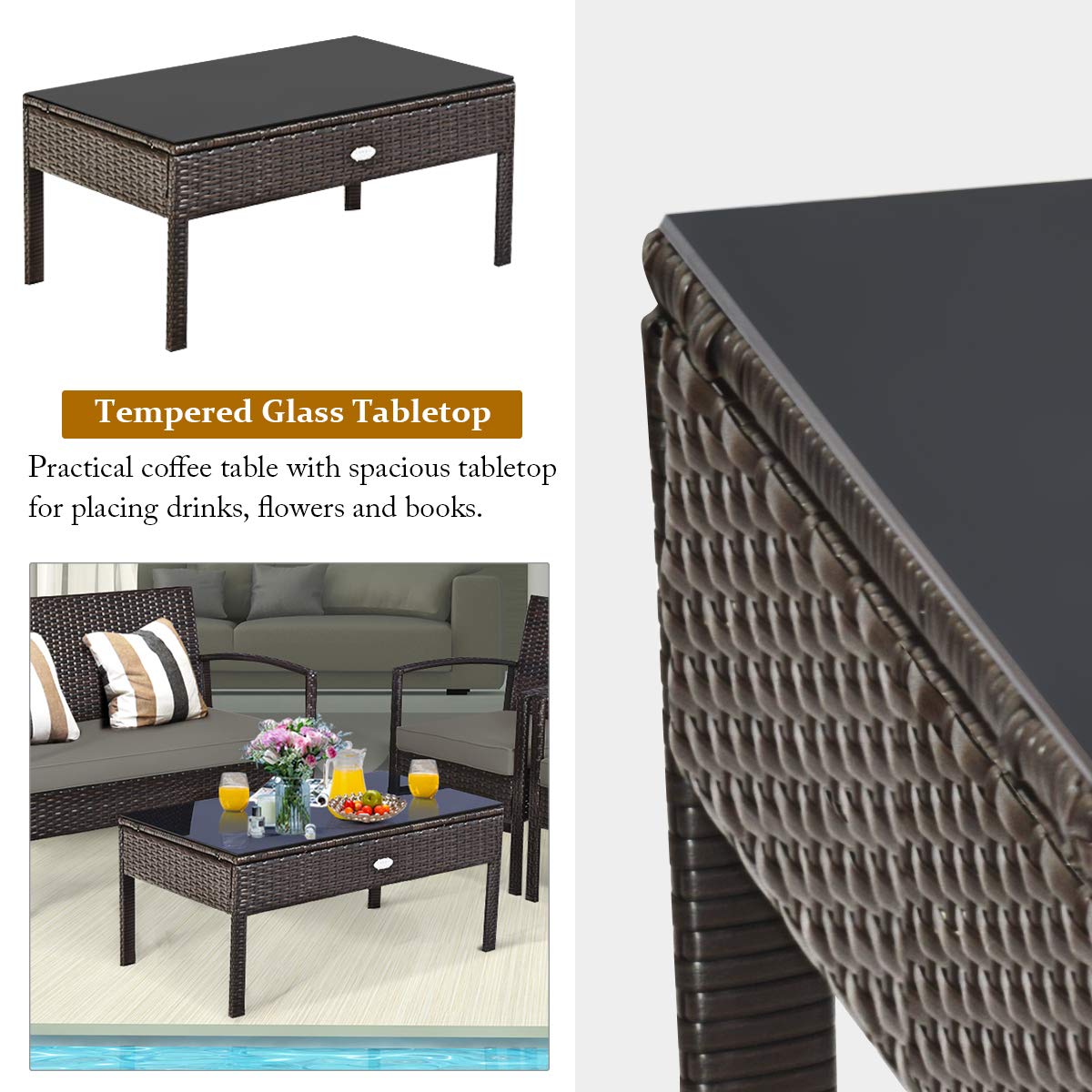 Conjunto de Móveis de Vime par - Outdoor Furniture Balcony avaliação e preço